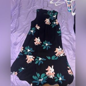 black dress with flowers.